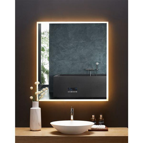 Ancerre Designs Immersion 24, 30, 36 & 48 inch (40 H) LED Lighted Fog Free Rectangular Frameless Mirror w Bluetooth ANC in Floors & Walls - Image 3