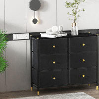 Mercer41 Drawer Dresser,Tall Dresser with 6 PU Leather Front Drawers, Storage Tower
