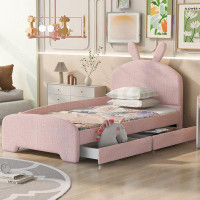Zoomie Kids Twin Size Upholstered Platform Bed