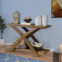 Gracie Oaks Temperence Wooden Angled X-Shaped Console Table