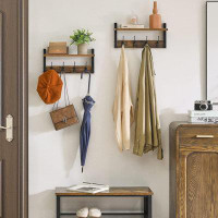 17 Stories Coat Rack Shelf Wall Mounted, Coat Hooks Set Of 2, Entryway Coat Hanger With 8 Hooks, 31.5" Wall Floating She
