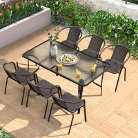 Wildon Home® Courtyard Outdoor Iron Art Outdoor Table And Chair Combination