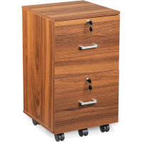 Inbox Zero Inbox Zero 2 Drawer File Cabinet With Lock, Wood Grain Walnut File Cabinet For Letter Size File Folders With