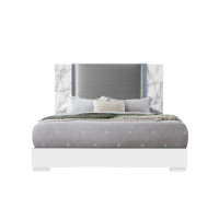 Global Furniture USA Ylime White Marble Upholstered Bed