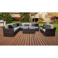 kathy ireland Homes & Gardens by TK Classics River Brook 10 Piece Outdoor Wicker Patio Furniture Set 10a