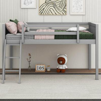 Harriet Bee Full Size Wood Loft Bed With Ladder