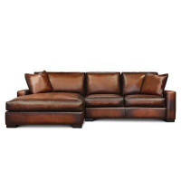 Eleanor Rigby Uptown Cowboy 65" Wide Genuine Leather Sofa & Chaise