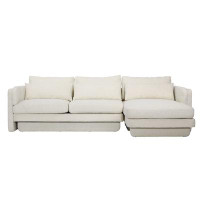 Dovetail Furniture Valentino Upholstered Chaise Sectional, Ivory Boucle