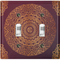 WorldAcc Metal Light Switch Plate Outlet Cover (Maroon Mandala Meditation - Double Toggle)
