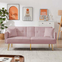 Elegance Plexi Home Velvet Sofa Bed With Gold Metal Legs