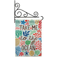 Breeze Decor Take Me To The Ocean - Impressions Decorative Metal Fansy Wall Bracket Garden Flag Set GS107066-BO-03