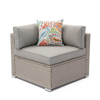 Wrought Studio Wrought Studio Outdoor Furniture Add-On Left Corner Chair For Expanding Wicker Sectional Sofa Set W Warm