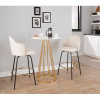 George Oliver Ahoy Contemporary Fixed-height Counter Stool With Black Metal Legs And Round Gold Metal Footrest With Crea