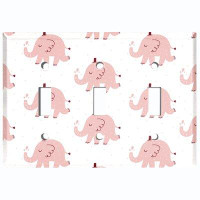WorldAcc Metal Light Switch Plate Outlet Cover (Zoo Animals Elephant Light Red    - Single Toggle)