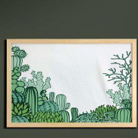 East Urban Home Ambesonne Cactus Wall Art With Frame, Arizona Desert Themed Doodle Cactus Staghorn Buckhorn Ocotillo Pla