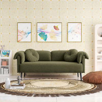 George Oliver Kirra 68.5'' Comfy Sofa Modern Lamb Wool Loveseat Couch