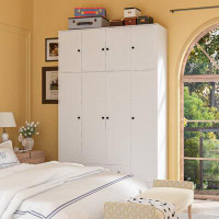 Latitude Run® Large Wardrobe With Top Cabinet And Elegent Style