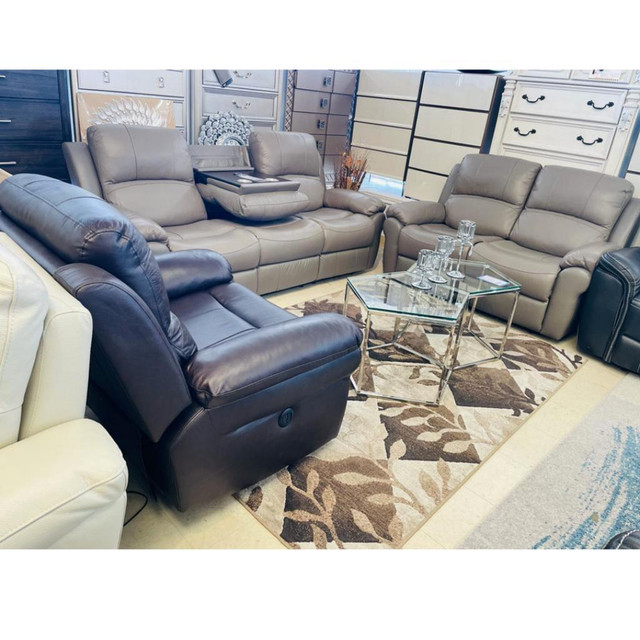 Real Leather Power Recliner Set! Huge Sale!! in Chairs & Recliners in Ontario