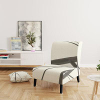 East Urban Home Minimalist Black and White III - Transitional Upholstered Slipper Chair