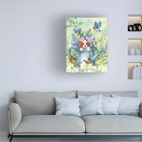 Winston Porter Animals Puppy In Water Carrier On Canvas by MAKIKO Print