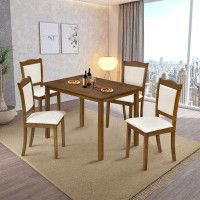 Red Barrel Studio TREXM 5-Piece Wood Dining Table Set Simple Style Kitchen Dining Set Rectangular Table With Upholstered