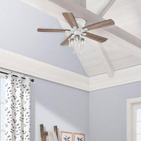 Breakwater Bay 52" Olcay  5 - Blade Flush Mount Ceiling Fan with Pull Chain and Light Kit Included