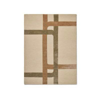 Punt Mobles Rectangle Geometric Handmade Hand Tufted Wool Lyocell Indoor / Outdoor Area Rug in Tan/Brown/Coffee