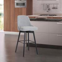 Latitude Run® Orfield Modern Swivel Counter or Bar Height Upholstered Armless Bar Stool with Footrest in Wood