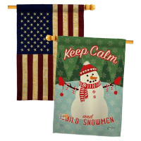 Breeze Decor Keep Calm Build Snowmen House Flags Pack Christmas Winter Yard Banner 28 X 40 Inches Double-Sided Decorativ