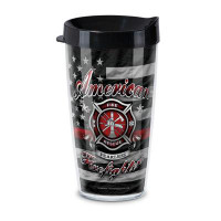 CounterArt American Firefighter 16 Oz. Double Wall Insulated Unbreakable Plastic Travel Tumbler With Lid