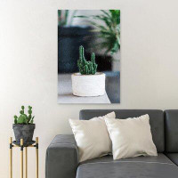 MentionedYou Green Cactus Plant On White Pot 2 - 1 Piece Rectangle Graphic Art Print On Wrapped Canvas
