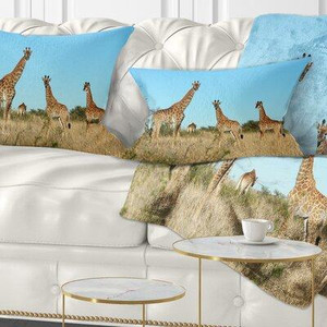 East Urban Home African Giraffe Family in Africa Lumbar Pillow Canada Preview