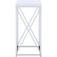 Orren Ellis Accent Table With X-Cross Glossy, White And Chrome