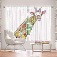 East Urban Home Lined Window Curtains 2-panel Set for Window Size 80" x 52" by Marley Ungaro - Giraffe White