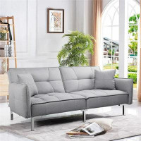 Hokku Designs Hokku Designs Fabric Covered Futon Sofa Bed With Adjustable Backrest, Grey