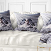 Made in Canada - East Urban Home Beach Woman with Dark Angel Wings Modern Beach Pillow