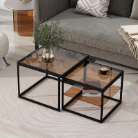 Latitude Run® Nested Coffee Table With Tempered Glass