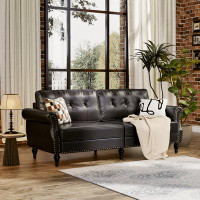 Alcott Hill Faux Leather Rolled Arm Sofa