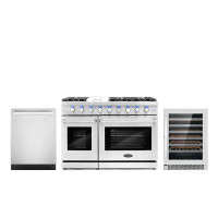 Cosmo 3 Piece Kitchen Package with 48" Dual Fuel Range 24"Dishwasher & 48 Bottle Wine Refrigerator