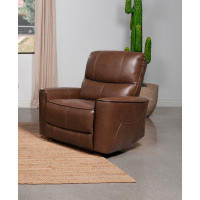 Alma Greenfield Upholstered Power Recliner Chair Saddle Brown