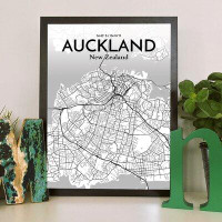 Wrought Studio 'Auckland City Map' Graphic Art Print Poster in Tones