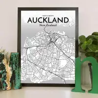 Wrought Studio 'Auckland City Map' Graphic Art Print Poster in Tones