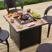 Latitude Run® 30.12"W Square Cold Rolled Steel Charcoal Wood Burning Outdoor Fire Pit Table With Lid