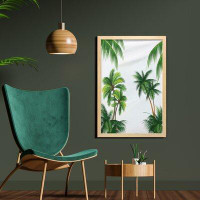 East Urban Home Ambesonne Tropical Wall Art With Frame, Coconut Palm Tree Nature Paradise Plants Foliage Leaves Digital