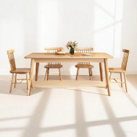 Corrigan Studio 4 - Person Burlywood Rectangular Solid Wood Dining Table Set