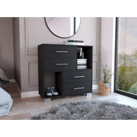 Latitude Run® Krista 25-inch Tall Dresser with 2 Open Shelves and 4 Drawers