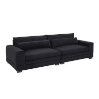 DELTA FURNITURE Mid Century Modern Polyester Fabric Upholstered Sofa With Square Arms
