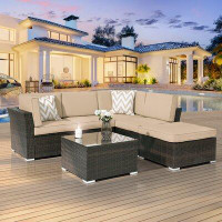 Latitude Run® Patio Furniture Set, 4-Piece PE Rattan Wicker Outdoor Sectional Furniture Sets For Patio, Deck And Yard