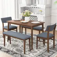 Latitude Run® Solid Wood Dining Table With 2 Benches And 2 Chairs