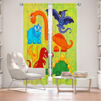 East Urban Home Lined Window Curtains 2-panel Set for Window Size by nJoy Art - Dinosaur Jumble